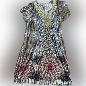 Embellished Patterned Dress